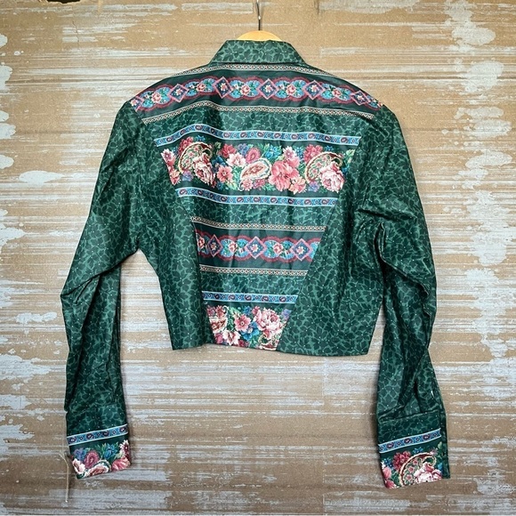 Banjo Vintage NWT Deadstock Floral Cropped Button Down Rodeo Western Womens M - Picture 6 of 6